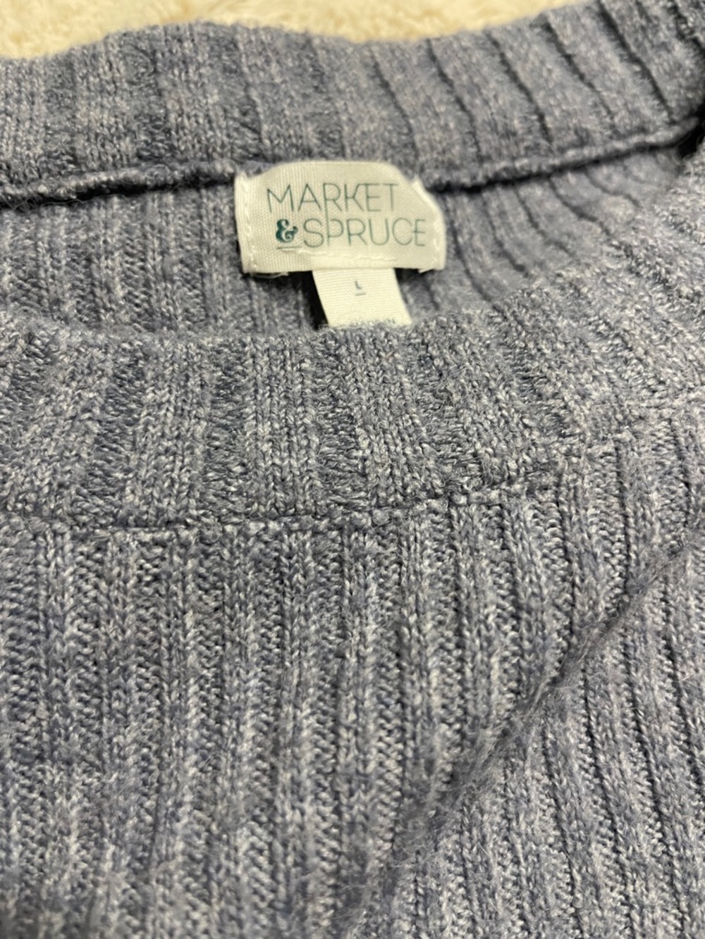 Market & Spruce Ribbed Crewneck Sweater - Dusty Blue